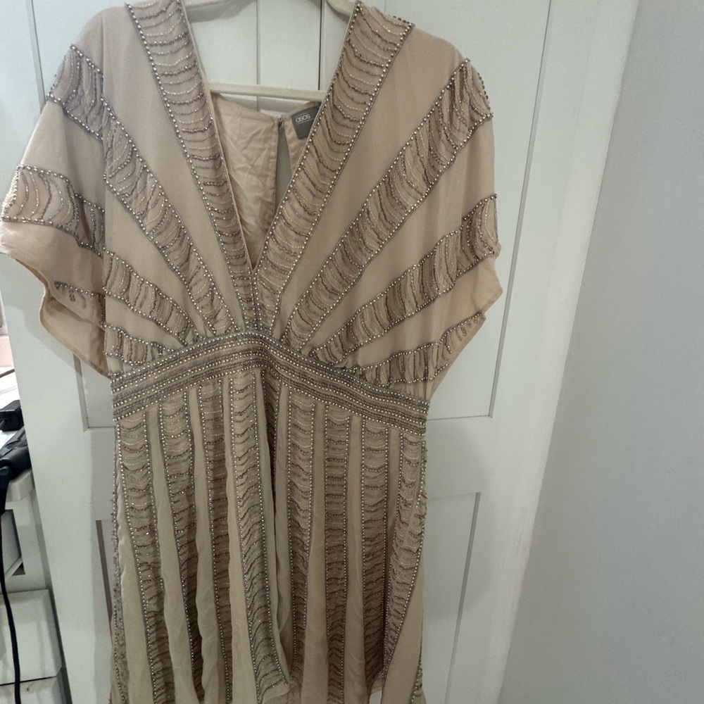 ASOS Champagne Beaded Evening Dress